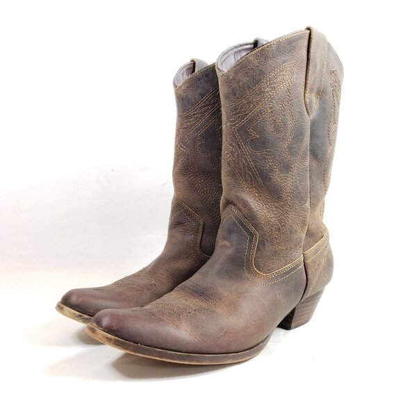 Unbranded Shoes - Brown Leather Ankle Boots